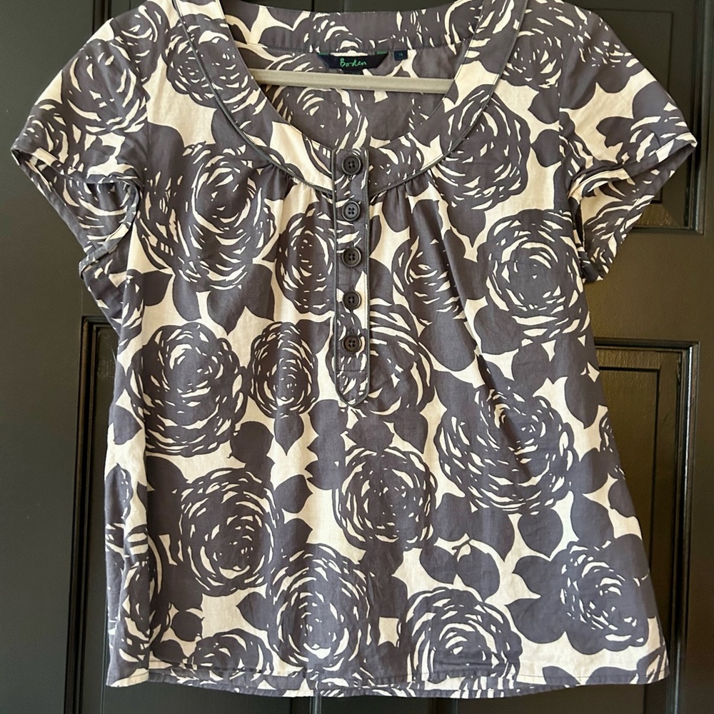 Biden Blue Floral Button-Up Top